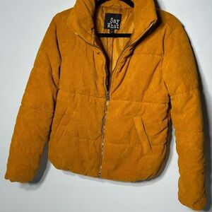 Say What Mustard Corduroy Puffer Jacket Women’s Zip Coat